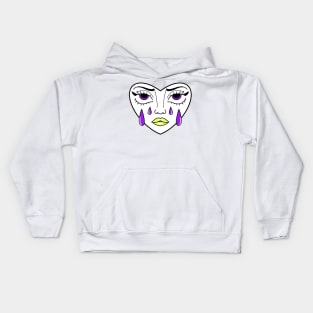 angry crying heart tattoo face with purple tears cute gift Kids Hoodie